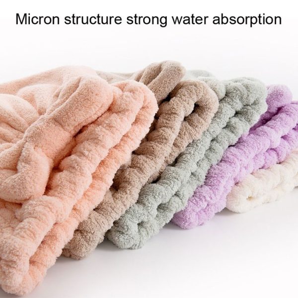Coral Velvet Soft Absorbent Dry Cap No Hair Loss Coral Velvet Shower Cap (Wrapped Bow Pink) - Image 9