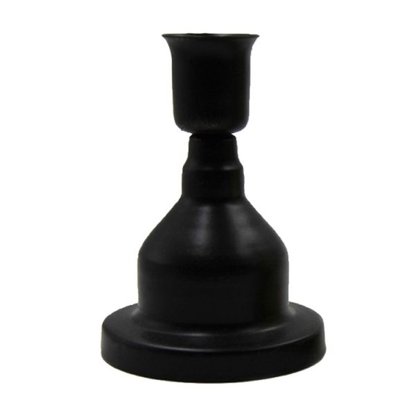 DH2303-06 Retro Metal Candle Holder Wrought Iron Candlesticks Decoration Ornament (Black)
