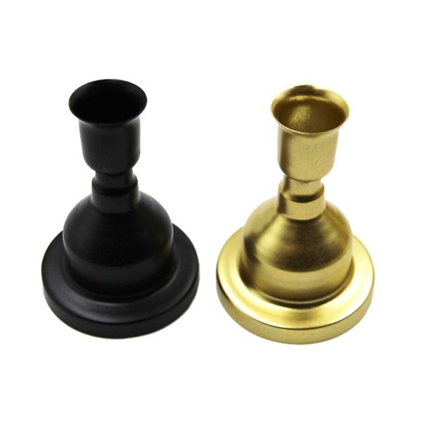 DH2303-06 Retro Metal Candle Holder Wrought Iron Candlesticks Decoration Ornament (Black) - Image 2