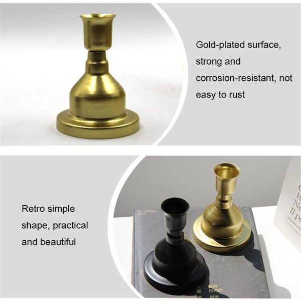DH2303-06 Retro Metal Candle Holder Wrought Iron Candlesticks Decoration Ornament (Black) - Image 4