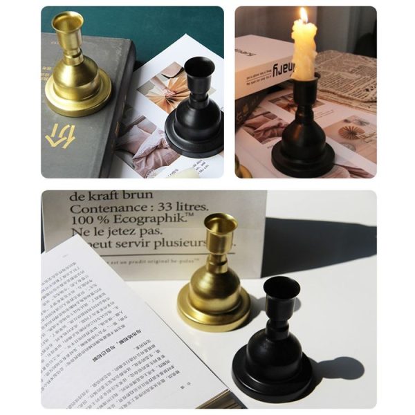 DH2303-06 Retro Metal Candle Holder Wrought Iron Candlesticks Decoration Ornament (Black) - Image 5