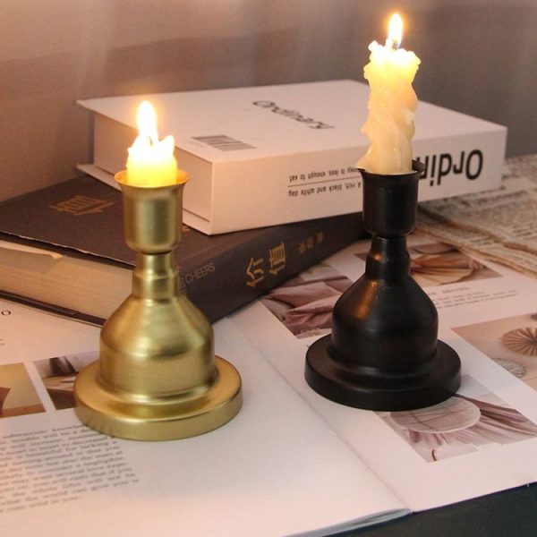 DH2303-06 Retro Metal Candle Holder Wrought Iron Candlesticks Decoration Ornament (Black) - Image 6
