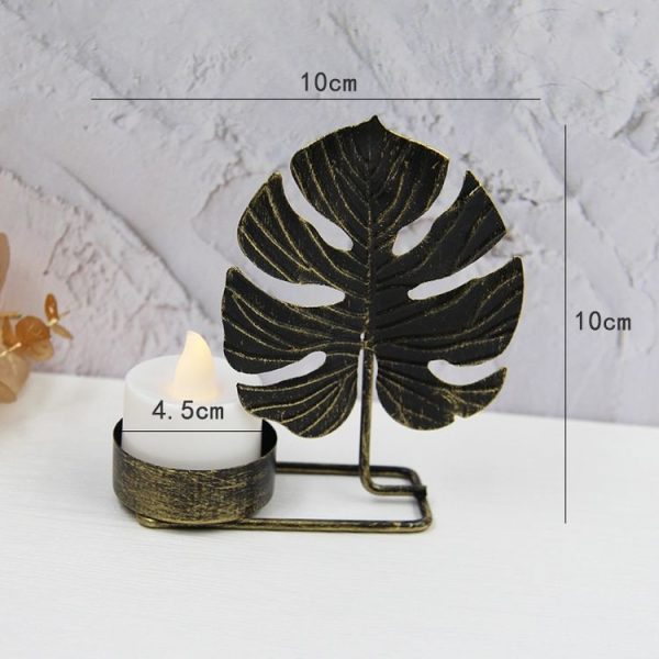 A Black Gold DH2303-03 Metal Retro Iron Art Candlesticks Ornament Table Candle Cup Decoration Props - Image 2