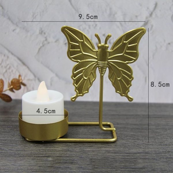 B Gold DH2303-03 Metal Retro Iron Art Candlesticks Ornament Table Candle Cup Decoration Props - Image 2