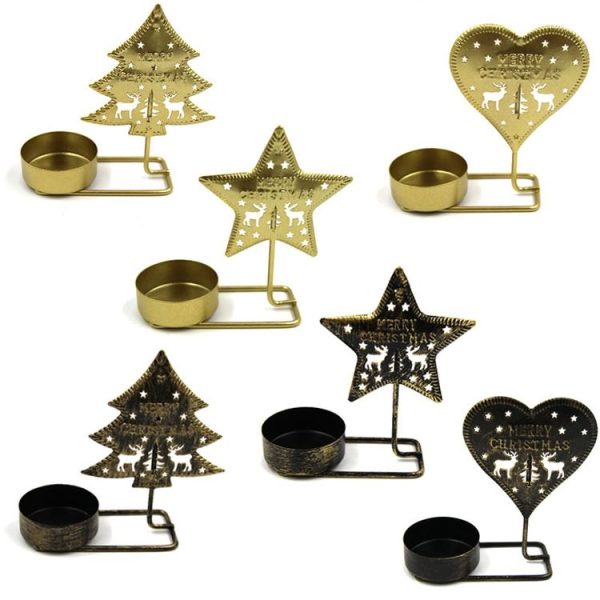 B Gold DH2303-03 Metal Retro Iron Art Candlesticks Ornament Table Candle Cup Decoration Props - Image 3