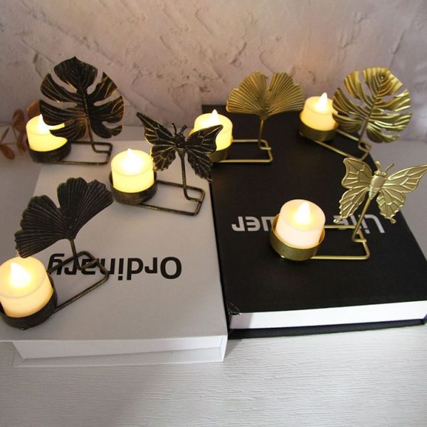 B Gold DH2303-03 Metal Retro Iron Art Candlesticks Ornament Table Candle Cup Decoration Props - Image 4