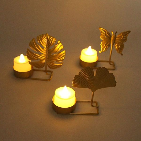 B Gold DH2303-03 Metal Retro Iron Art Candlesticks Ornament Table Candle Cup Decoration Props - Image 5