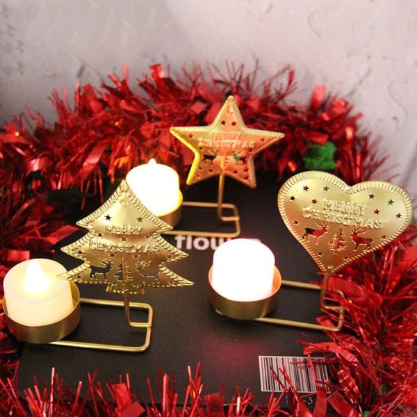 B Gold DH2303-03 Metal Retro Iron Art Candlesticks Ornament Table Candle Cup Decoration Props - Image 6