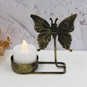 B Black Gold DH2303-03 Metal Retro Iron Art Candlesticks Ornament Table Candle Cup Decoration Props