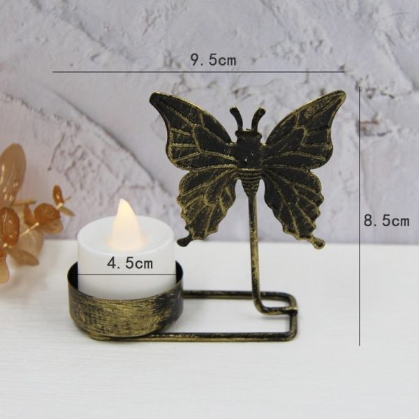 B Black Gold DH2303-03 Metal Retro Iron Art Candlesticks Ornament Table Candle Cup Decoration Props - Image 2