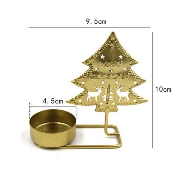 Christmas A Gold DH2303-03 Metal Retro Iron Art Candlesticks Ornament Table Candle Cup Decoration Props - Image 2