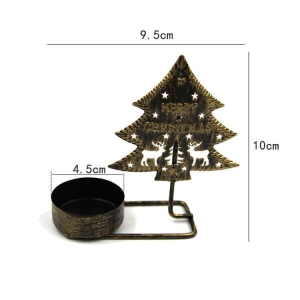 Christmas A Black Gold DH2303-03 Metal Retro Iron Art Candlesticks Ornament Table Candle Cup Decoration Props - Image 2