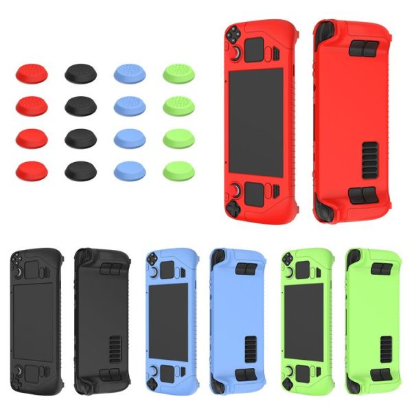 Steam Deck Game Controller Soft Silicone Protective Cover Case With 4pcs Key Cap (Black) - Image 2