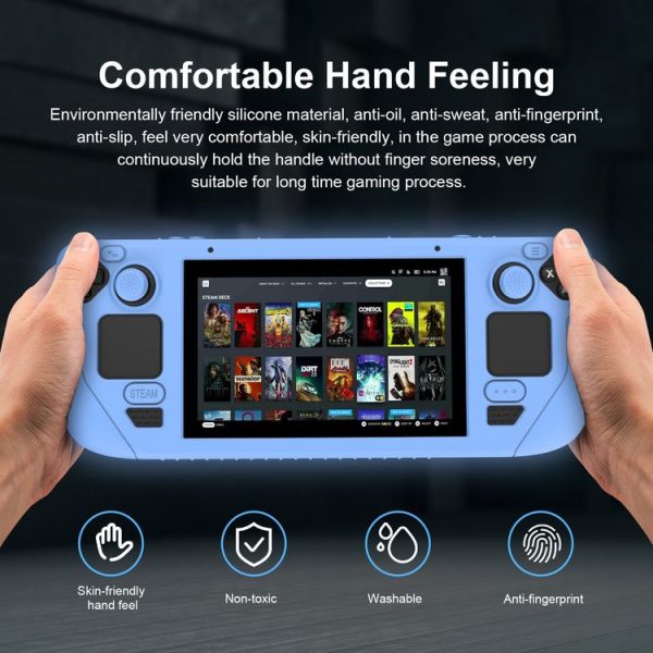 Steam Deck Game Controller Soft Silicone Protective Cover Case With 4pcs Key Cap (Black) - Image 4