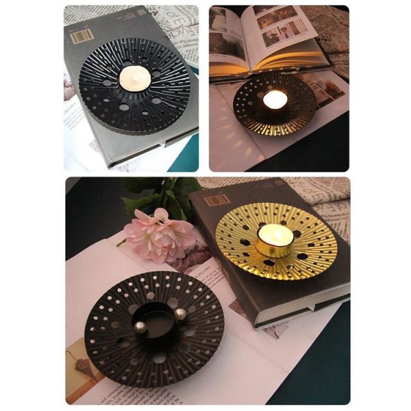 DH2303-07 Retro Hollow Iron Art Decorative Candle Holder Jewelry Storage Rack Shooting Props (Gold) - Image 5