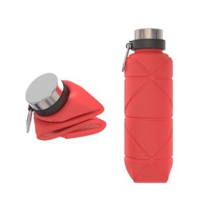 700ml Outdoor Silicone Folding Water Cup Telescopic Water Bottle Travel Drinking Cup With Carabiner (Red)