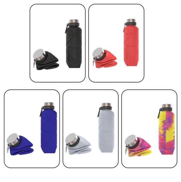 700ml Outdoor Silicone Folding Water Cup Telescopic Water Bottle Travel Drinking Cup With Carabiner (Red) - Image 2
