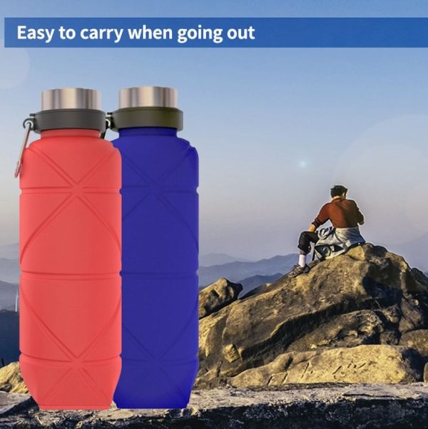 700ml Outdoor Silicone Folding Water Cup Telescopic Water Bottle Travel Drinking Cup With Carabiner (Red) - Image 5
