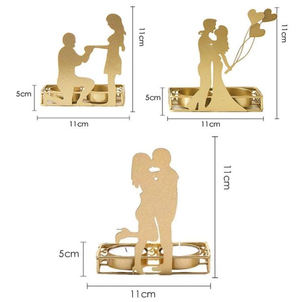 DH2206-03 Valentine Day Romantic Atmosphere Candle Holder Shooting Props Decorative Candlesticks (C) - Image 3