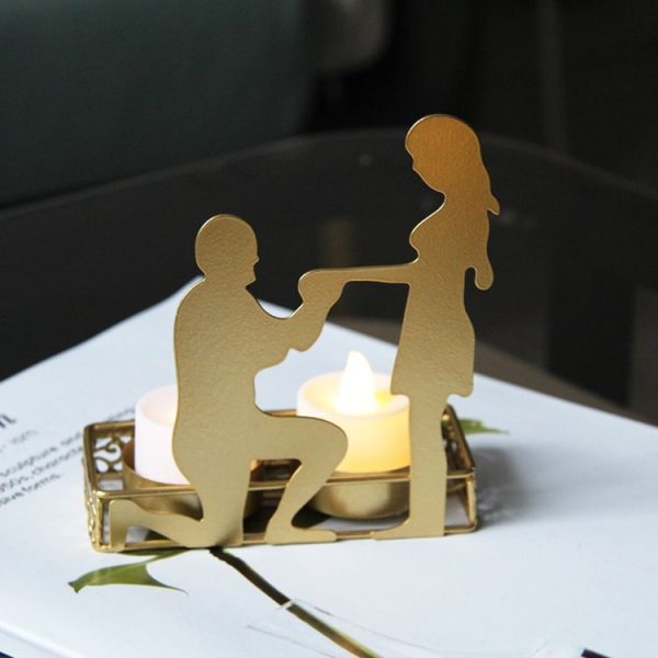 DH2206-03 Valentine Day Romantic Atmosphere Candle Holder Shooting Props Decorative Candlesticks (C) - Image 6