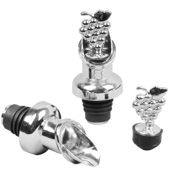 2pcs Zinc Alloy Red Wine Cork Wine Stopper Drink Bar Tool Grape Type - Image 2