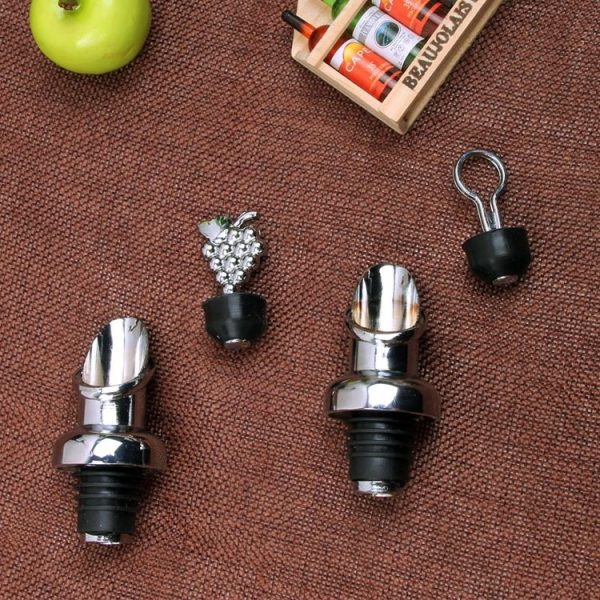 2pcs Zinc Alloy Red Wine Cork Wine Stopper Drink Bar Tool Grape Type - Image 3