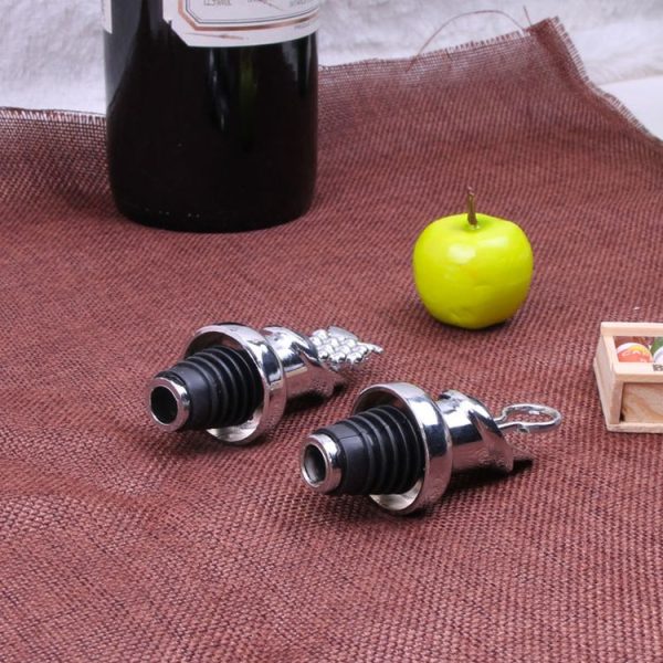 2pcs Zinc Alloy Red Wine Cork Wine Stopper Drink Bar Tool Grape Type - Image 5