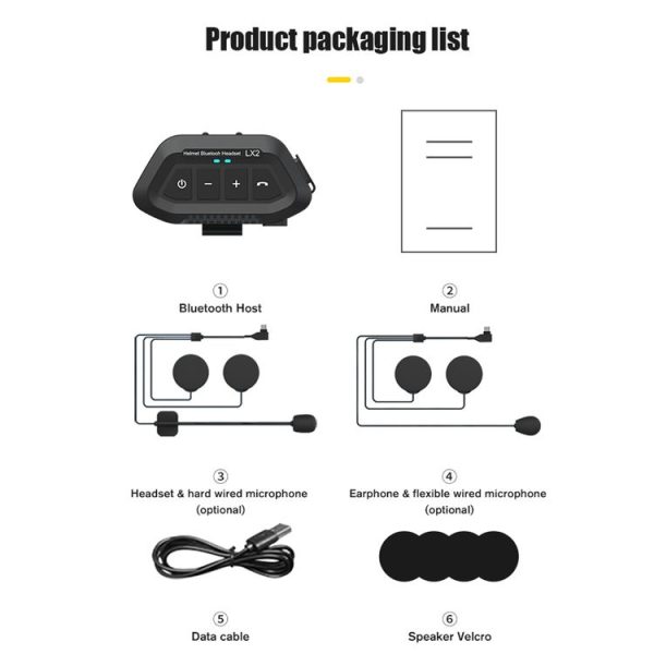 LX2 Motorcycle Helmet Bluetooth Earphone Waterproof Noise Canceling Motorcycle Headphones (Black) - Image 12