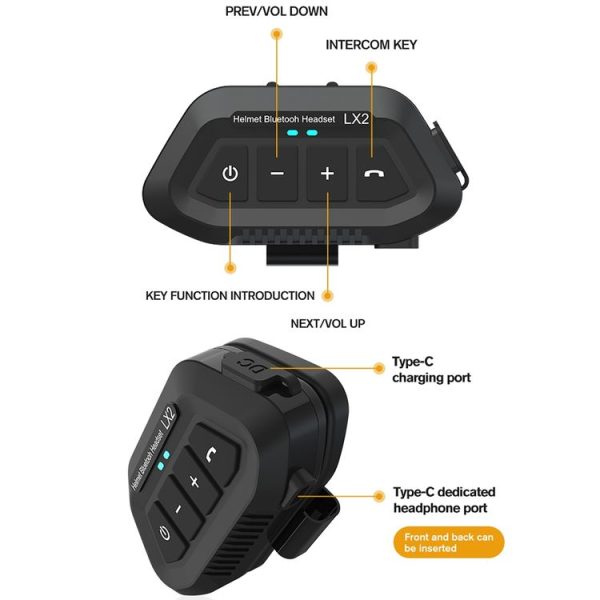 LX2 Motorcycle Helmet Bluetooth Earphone Waterproof Noise Canceling Motorcycle Headphones (Black) - Image 3