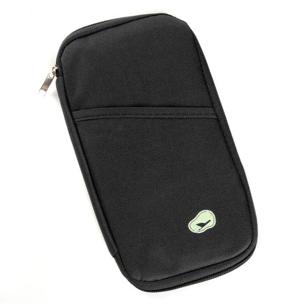 Travel Storage Passport Document Bag Multifunctional Ticket Holder Card Holder (Black)