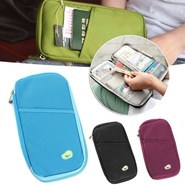 Travel Storage Passport Document Bag Multifunctional Ticket Holder Card Holder (Black) - Image 2