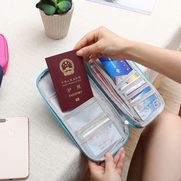 Travel Storage Passport Document Bag Multifunctional Ticket Holder Card Holder (Black) - Image 5