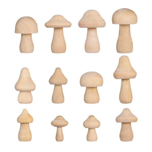 10pcs Wooden Mushroom Head DIY Painted Toys Children Early Education Household Decorative Ornaments - Image 2