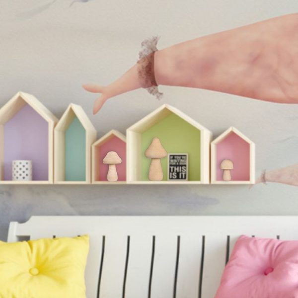 10pcs Wooden Mushroom Head DIY Painted Toys Children Early Education Household Decorative Ornaments - Image 5