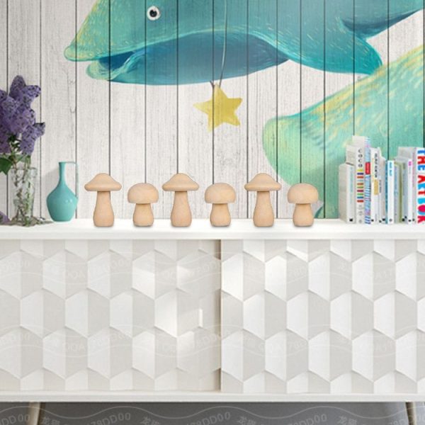 10pcs Wooden Mushroom Head DIY Painted Toys Children Early Education Household Decorative Ornaments - Image 7
