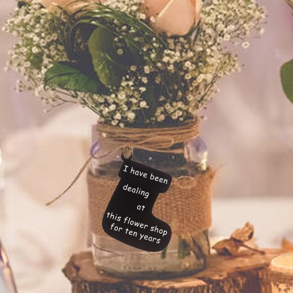 10pcs / Set Mini Hanging Wooden Message Board Home Holiday Decor Lanyard Chalkboard (Prismatic) - Image 8