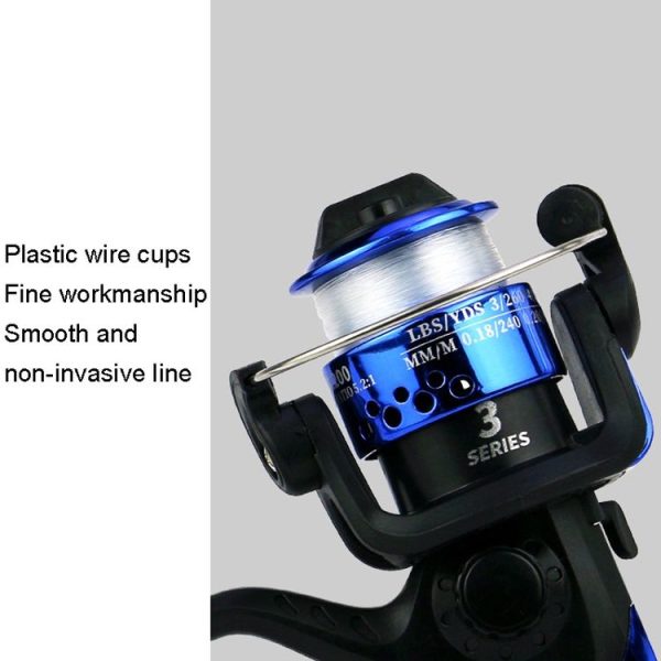 YUMOSHI JL200 Spinning Reel With Line (Electroplated Blue) - Image 3