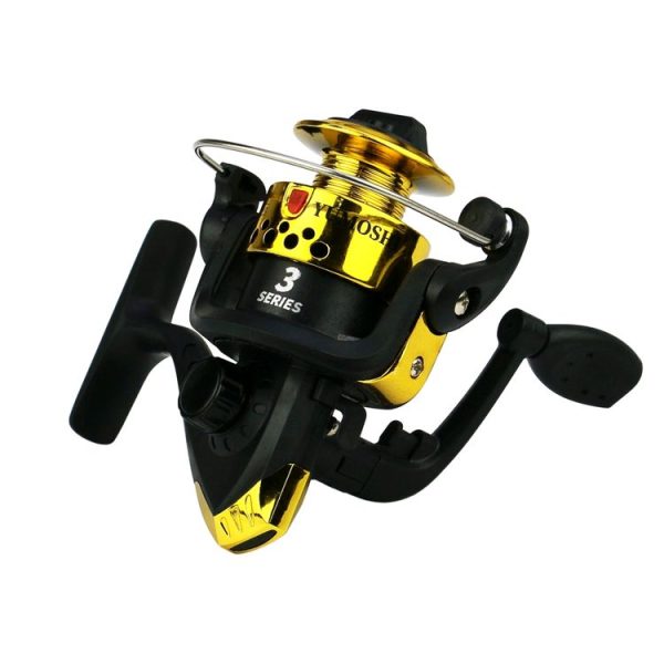 YUMOSHI JL200 Fishing Reel Without Line Plating Head Metal Movement Spinning Reel (Electroplated Yellow)