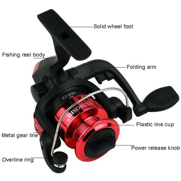YUMOSHI JL200 Fishing Reel Without Line Plating Head Metal Movement Spinning Reel (Electroplated Yellow) - Image 2