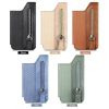 Phone ID Card Holder PU Leather Flap Zipper Wallet Card Holder Bag Adhesive Case (Black) - Image 3