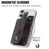 Phone ID Card Holder PU Leather Flap Zipper Wallet Card Holder Bag Adhesive Case (Black) - Image 6