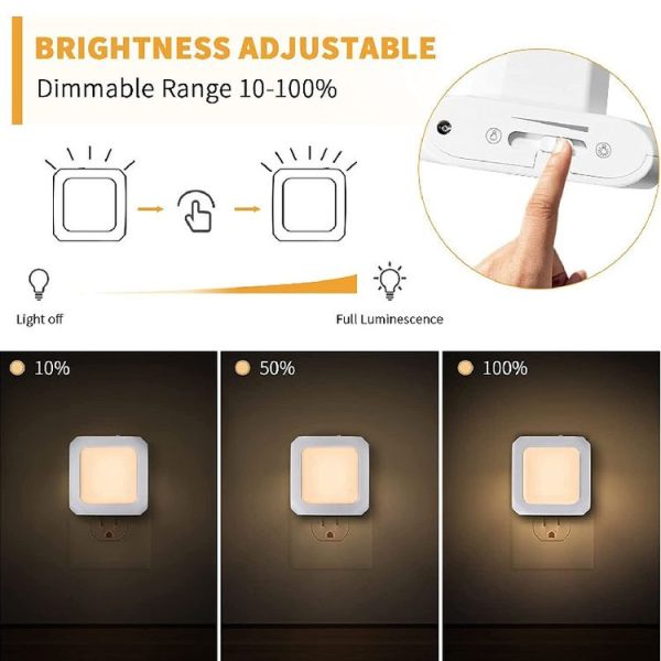 0.6W Stepless Dimming Induction Night Light Square Light Guide Plate Baby Night Light (EU PLug) - Image 5