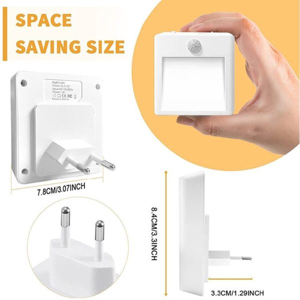 NL2101 Motion Sensor LED Night Light AC Plug Dimming Sleep Lights, Spec: Warm White EU Plug - Image 3