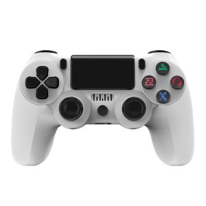 PS4 Wireless Bluetooth Game Controller With Light Strip Dual Vibration Game Handle (White)