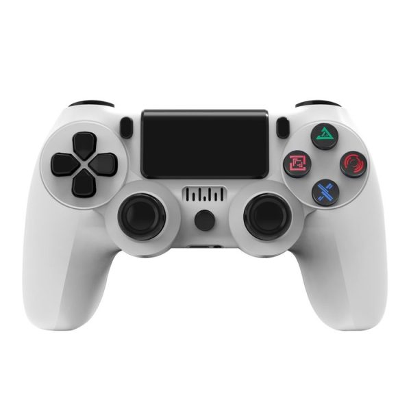 PS4 Wireless Bluetooth Game Controller With Light Strip Dual Vibration Game Handle (White)