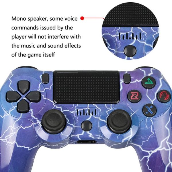 PS4 Wireless Bluetooth Game Controller With Light Strip Dual Vibration Game Handle (White) - Image 4
