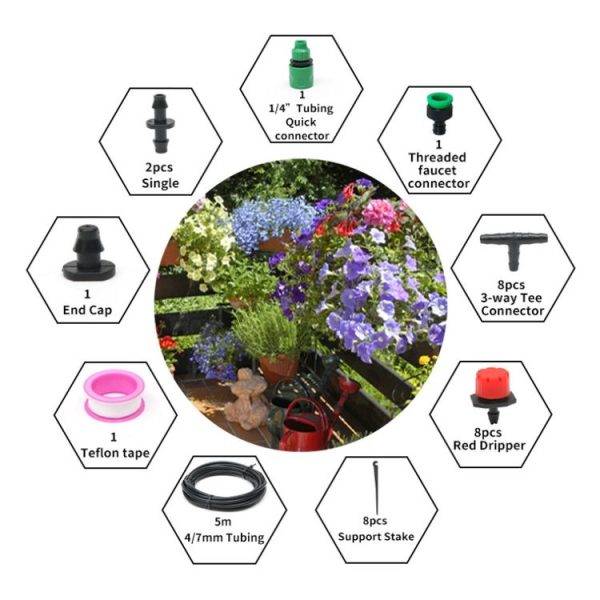 5m Kit Hose Drip Irrigation System Plant Watering Set 360 Degree Adjustable Drippers - Image 2