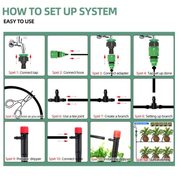 5m Kit Hose Drip Irrigation System Plant Watering Set 360 Degree Adjustable Drippers - Image 6