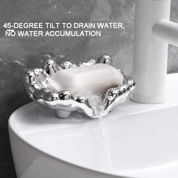 Electroplating Soap Box Fragrance Toilet Free Punch Drain Soap Holder (Golden) - Image 3
