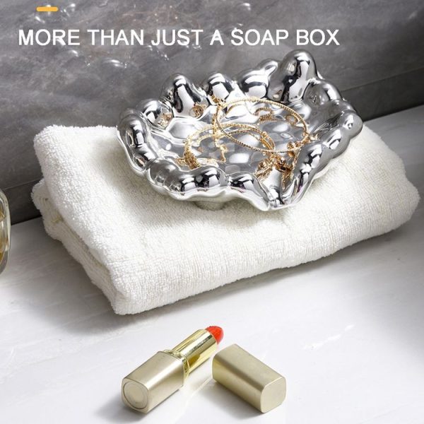 Electroplating Soap Box Fragrance Toilet Free Punch Drain Soap Holder (Golden) - Image 5